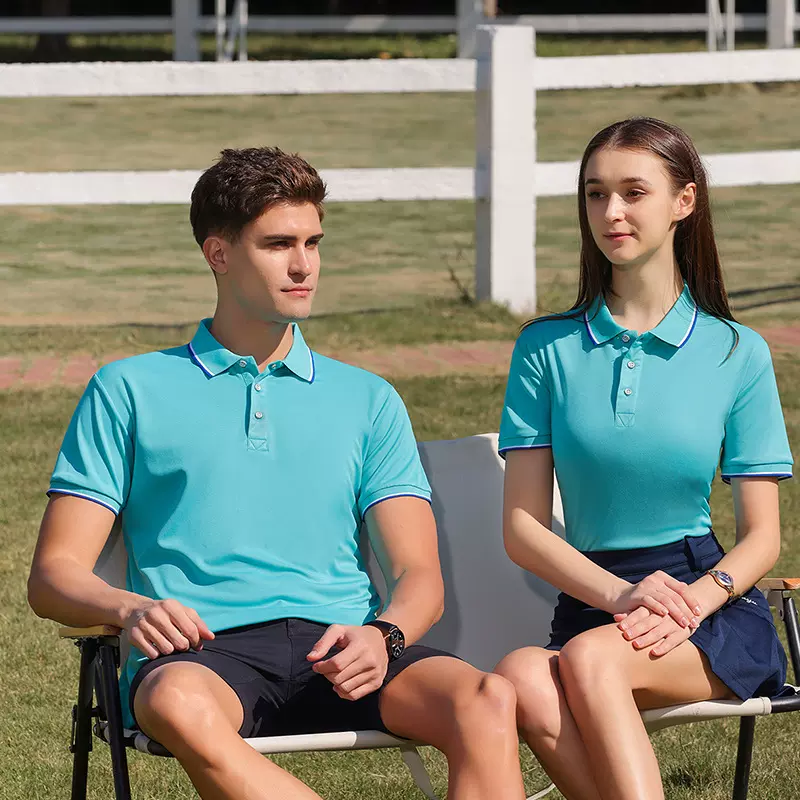 广告衫定制翻领文化t恤衫 企业团体拼色男女短袖polo工作服刺绣