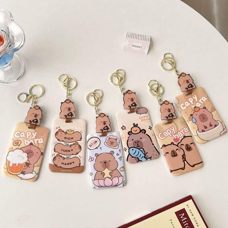 Retractable Capibala Cartoon Card Holder Dolphin Door Eternal Series Work Id Campus Protective Cover Bus Card Pendant