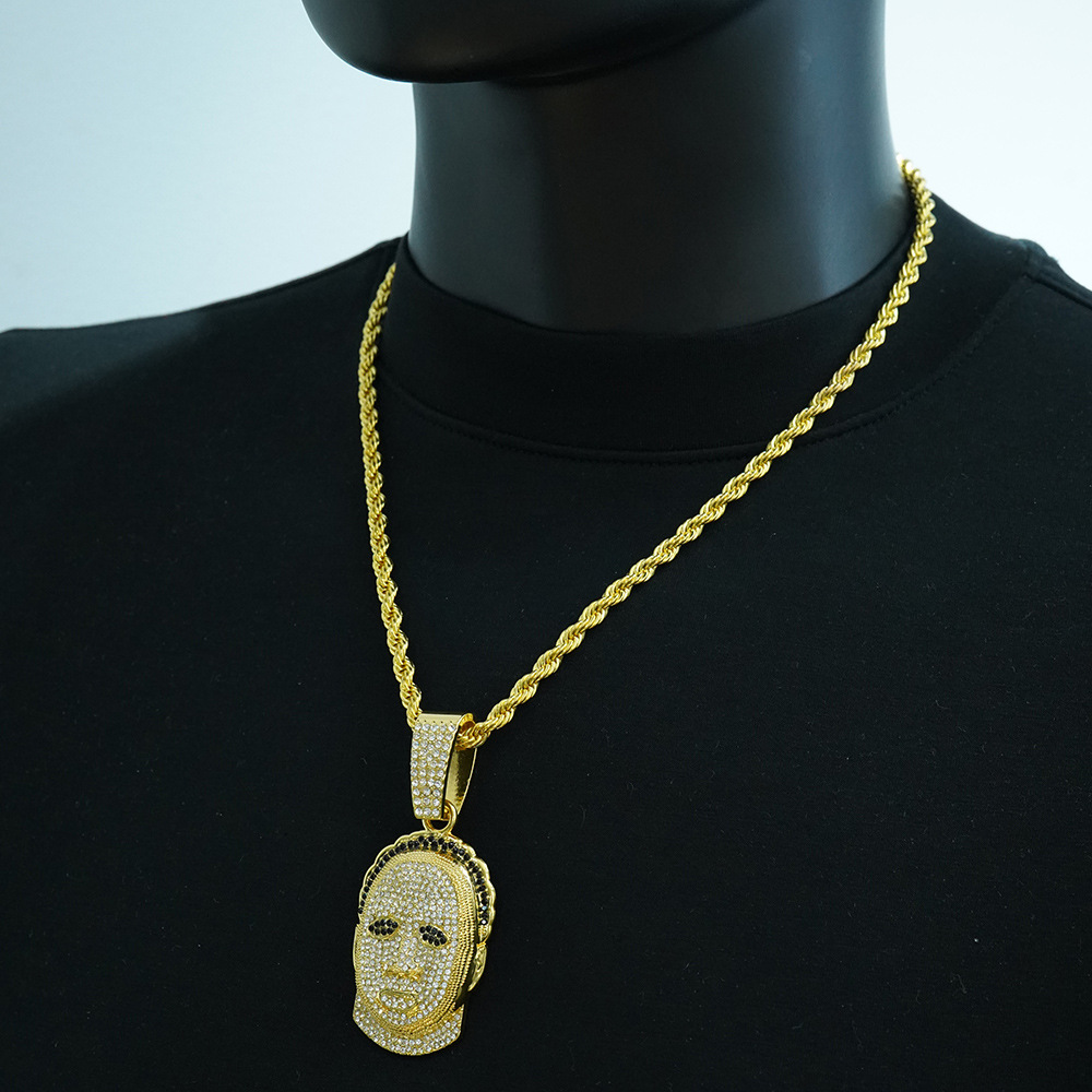 Hip hop rapero europeo y americano avatar de dibujos animados hip exagerado joyería de diamantes máscara colgante collar cadena cubana