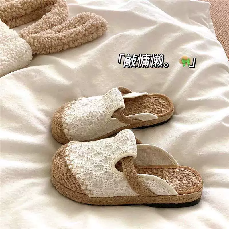 Летний сон~! Женские льняные сандалии ручной работы в этническом стиле, летние дышащие нескользящие пляжные тапочки