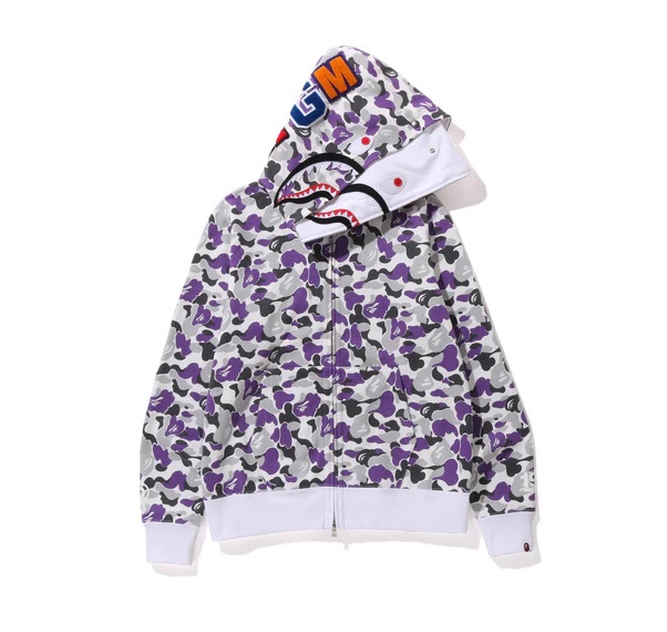 BAPE Shark Hoodie Full Zip Color Camo Purple
