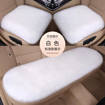 Winter Car Wool Velvet Seat Seat cushion, seat cover - pure-white-three-piece-set-with-thick-plush