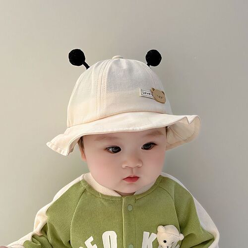 Korean Version Spring and Autumn New Pure Cotton Baby Fisherman Hat Cute Super Adorable Infant Sunshade Outing Bucket Hat