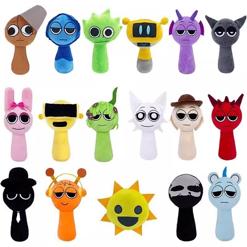 Cross-Border New Product Sprunki Plush Rhythm Box Doll Funny Big Eyes Sun Plush Toy Factory