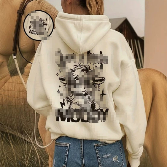 Spring, Autumn, and Winter New Style Letter-Printed Loose-Fitting Fleece-Lined Hooded Sweatshirt for Men and Women, Casual Style
