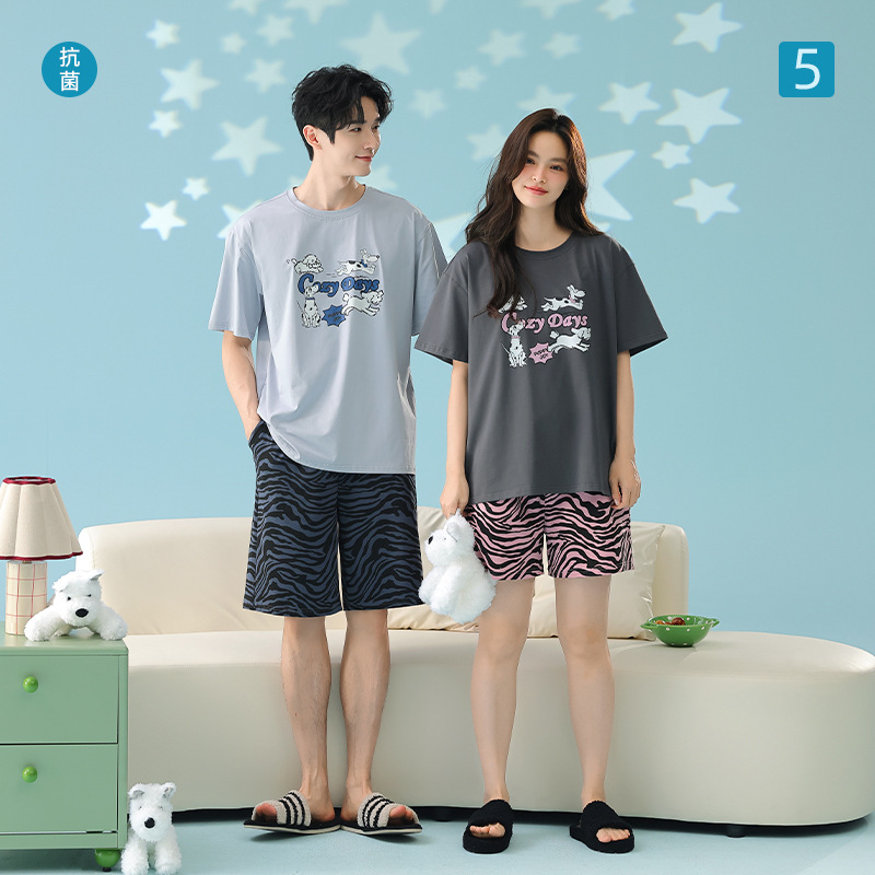 [Super Soft] Fashionable Class A Modal Summer Cooling Cotton Short-Sleeve Pajamas for Women and Couples, Can Be Worn Outerwear by Men Set