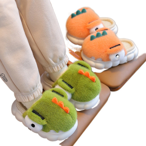 Children's Cotton Slippers Winter Boys Dinosaur Indoor Warm Footbed for Girls and Babies Plush Cotton Shoes