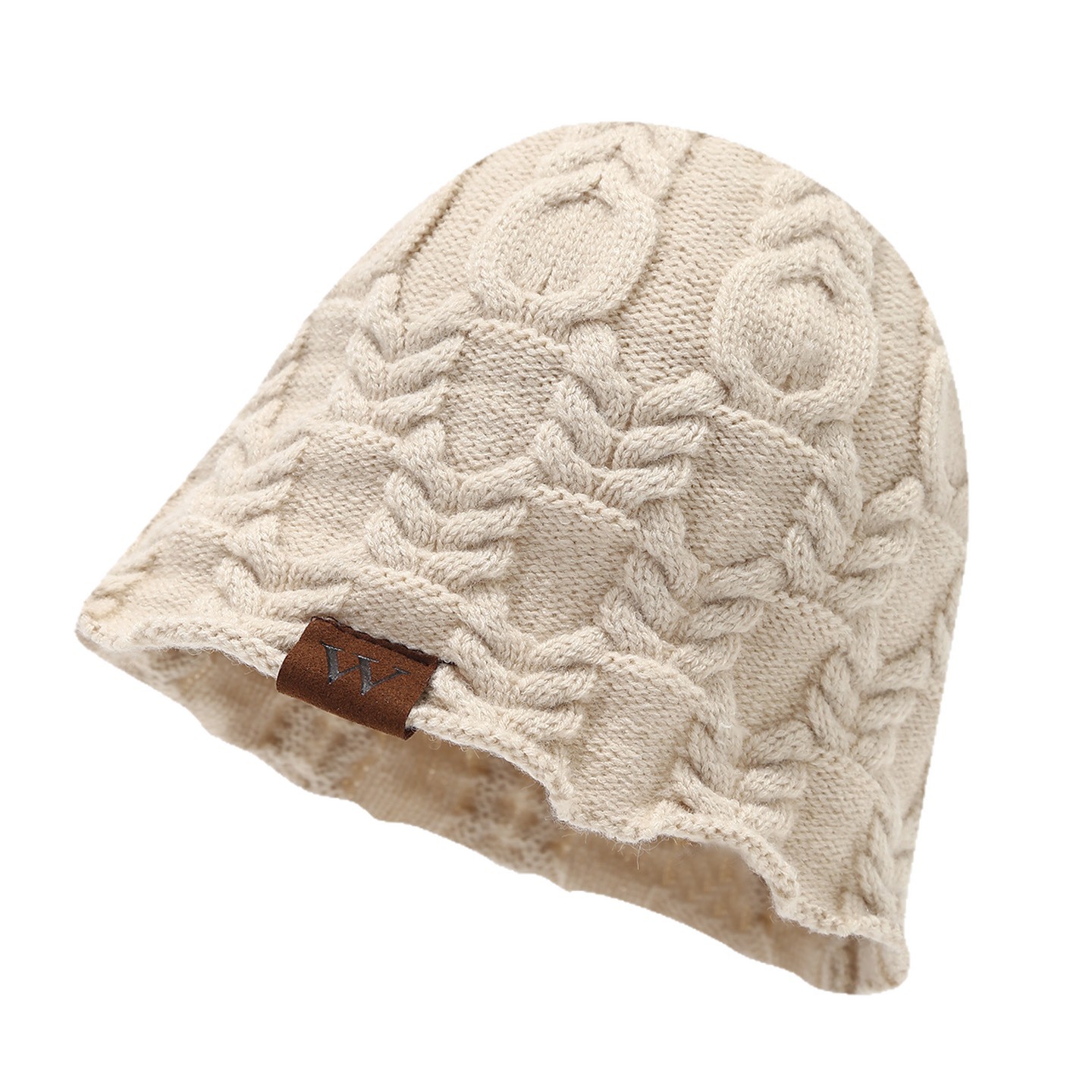 Transfronterizos sombrero de mujer otoño y invierno ocio al aire libre W cuero etiqueta torsión gorra de protector de orejas gorra de punto caliente retro