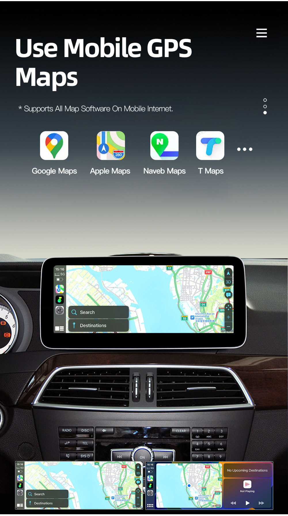 Suitable for Mercedes-Benz C-Class W204 S204 Car Central Control Large Screen Carplay Navigation System