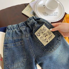 Boys' Jeans 2024 Spring New Zili Casual Soft Radish Pants Baby Trendy Kids Fashion Denim Pants