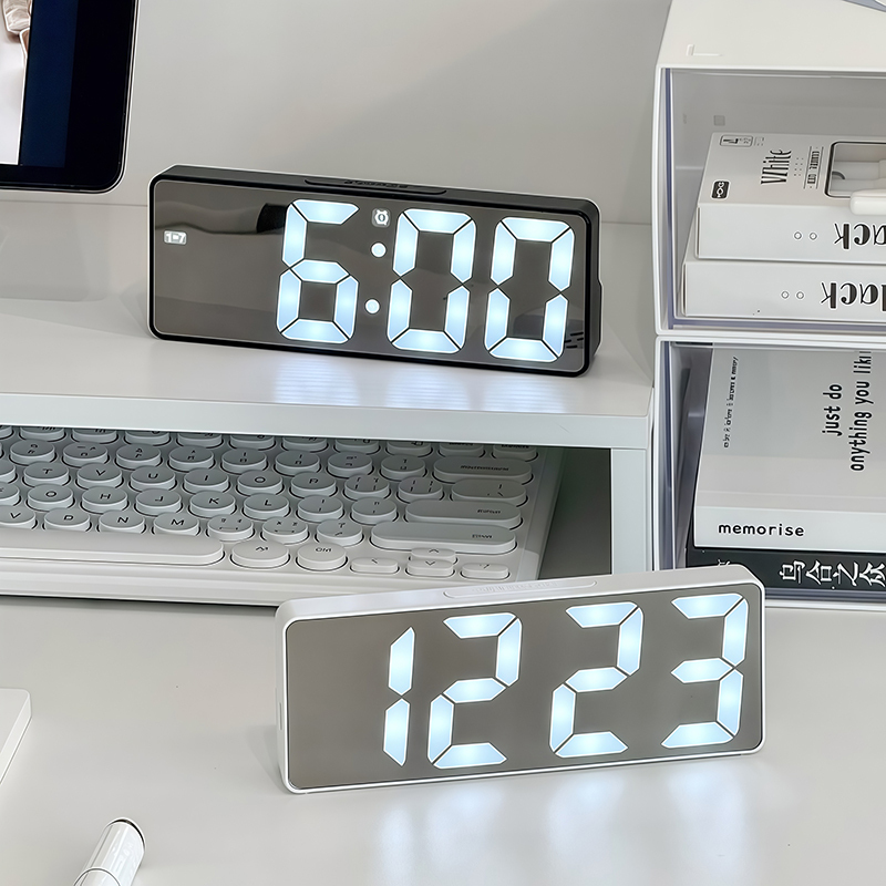 Alarm Clock Mirror Digital Clock Led Luminous Silent Desktop Bedside Ins Ornament Student Smart Electronic Clock Alarm Clock Mirror Digital Clock Led Luminous Silent Desktop Bedside Ins Ornament Student Smart Electronic Clock