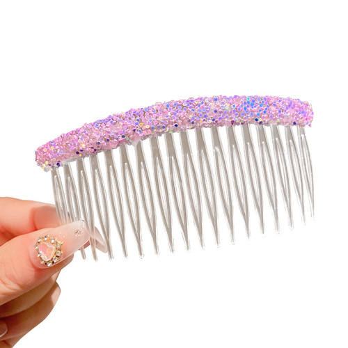 Children's transparent hair comb for girls, with rhinestones, dance accessories, little girl, back of the head comb, baby short hair styling tool