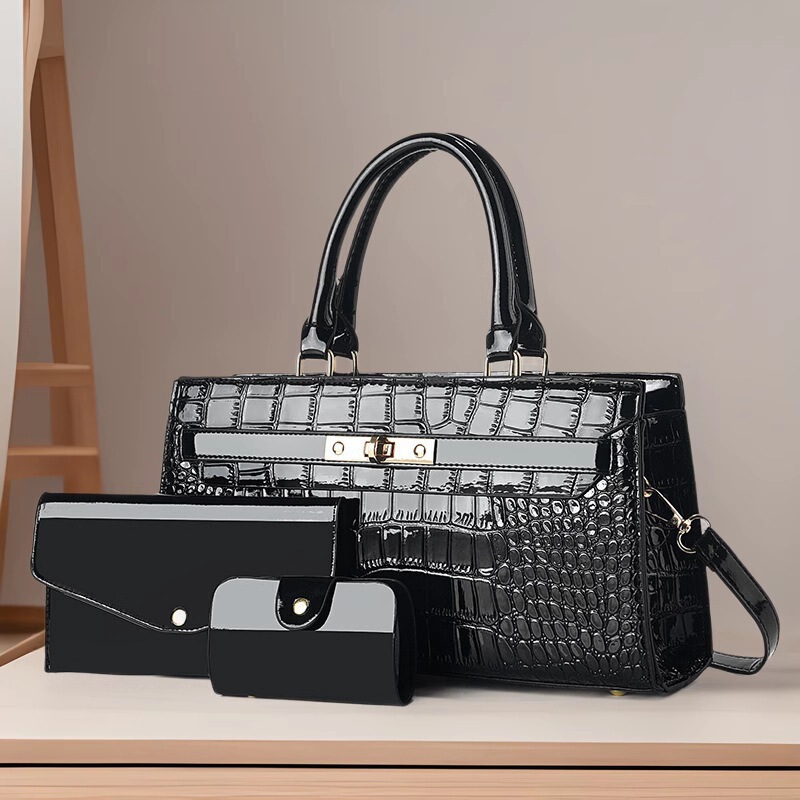 2026 New Mother's Day Crocodile Pattern Mother-Daughter Bag Cross-Border Fashion Women's Handbag Large Capacity Commuter Three-Piece Set 2026 New Mother's Day Crocodile Pattern Mother-Daughter Bag Cross-Border Fashion Women's Handbag Large Capacity Commuter Three-Piece Set