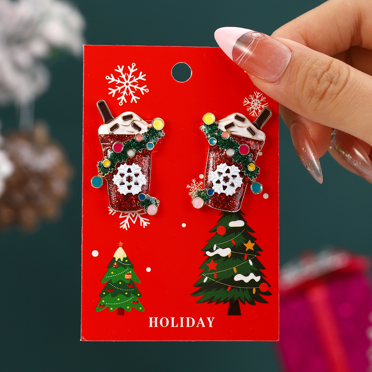 30g Weight Iron Ear Needle Material Drop Earrings Classification 1 Pair Quantity Party, Festival Occasion Alloy Material Christmas Festival Christmas Tree, Santa Claus, Snowflake Pattern Women's Gender IG Style Style 1 Pair Christmas IG Style Christmas Tree Santa Claus Snowflake Alloy Drop Earrings 3