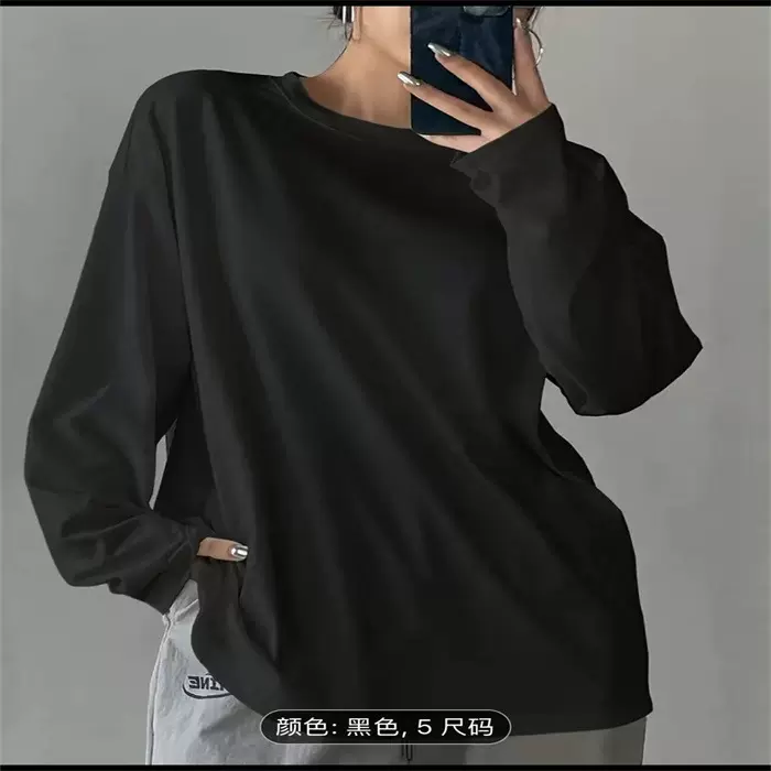 跨境现货女士夏季T恤印花时尚休闲可爱长袖女式圆领印花长袖 T 恤