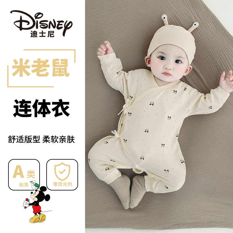 Новый комбинезон для новорожденных с защитой живота, диагональной застежкой, шнуровкой, из чистого хлопка, с длинными рукавами, с рисунком бабочки