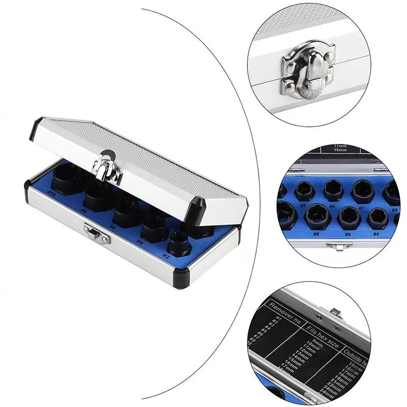 Extractor de perno de tuerca rota de 10 piezas herramienta extractora de alambre roto oxidado hexagonal