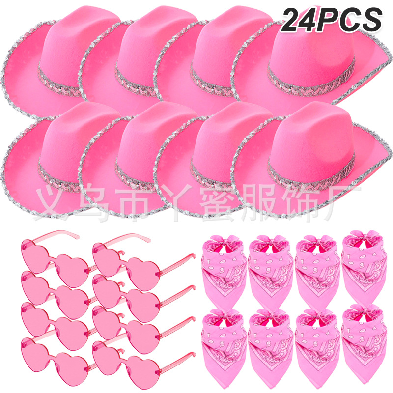 Juego de 24 piezas con borde plateado rosa