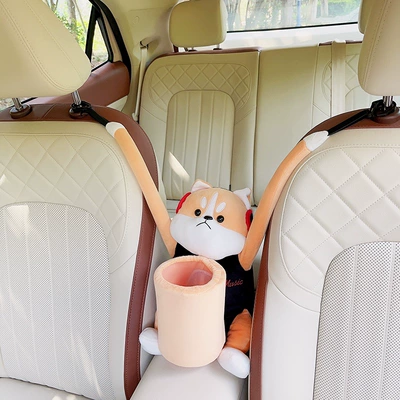 armrest box storage paper box: Car tissue box/set - headphone-dog-trash-can-tissue-box-two-in-one