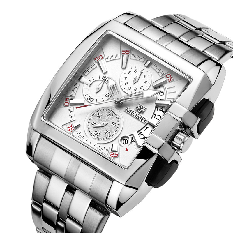 Megir Cross-Border Popular Men's Watch Multifunctional Chronograph Steel Band Watch Dropshipping Customization 2018