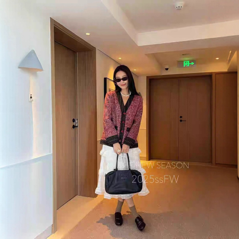高品质羊毛编织外套气质复古小香风V领单排扣拼色印花上衣百搭潮|undefined