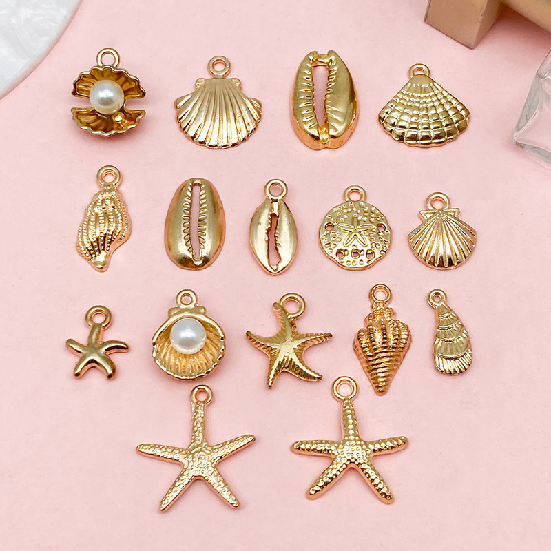 16 KC Gold Ocean Shell Conch Sea Star Pendant Accessories Simple Light Luxury DIY Necklace Bracelet Small Jewelry 16 KC Gold Ocean Shell Conch Sea Star Pendant Accessories Simple Light Luxury DIY Necklace Bracelet Small Jewelry