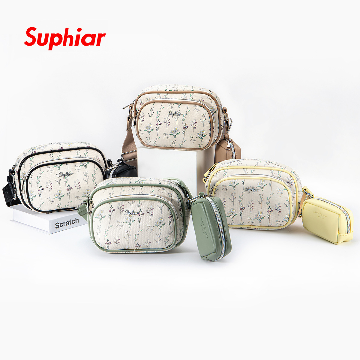 Bolso bandolera para teléfono móvil Flower Girl bolso cuadrado pequeño con letras de doble capa personalizado Bolso de hombro de maquillaje de cercanías de gran capacidad multifuncional