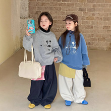 2025冬季新款韩版儿童卡通印花加绒卫衣男童百搭休闲宽松上衣洋气