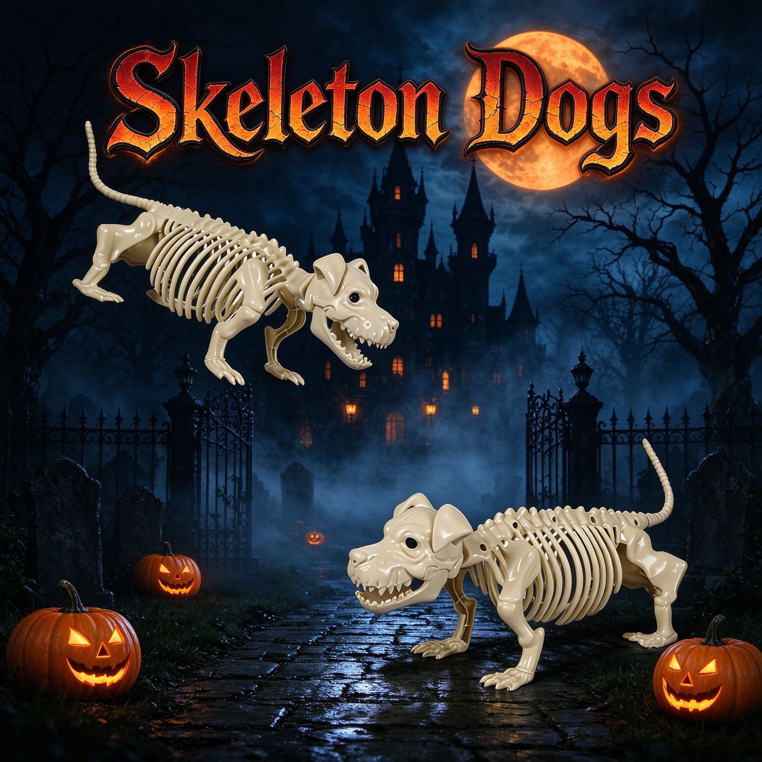 Adorno de Esqueleto de Perro Shar Pei de Plástico con Articulaciones Ajustables para Fiesta de Halloween