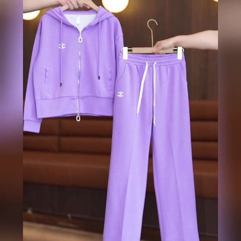 时尚套装女春秋2025新款洋气减龄休闲运动服套装女两件套紫色卫衣|undefined