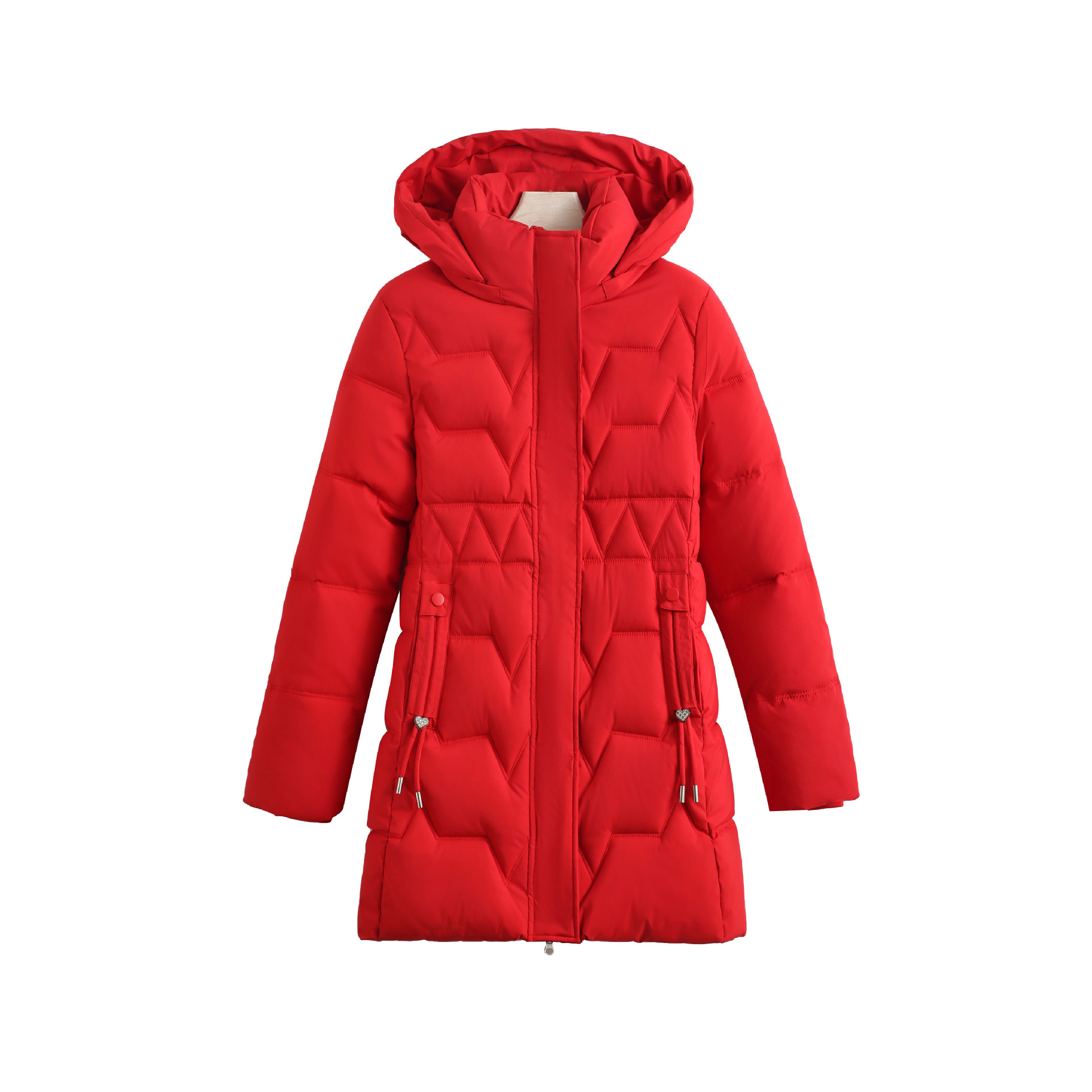 2025 invierno plumón de algodón mujer larga encapuchada delgada de comercio exterior algodón chaqueta de algodón pan chaqueta