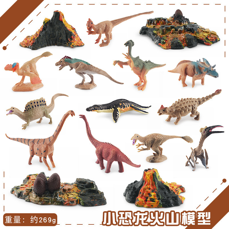 Transfronteriza exportación mini simulación Jurásico dinosaurio volcán 12 traje de escritorio estática modelo Decoración Juguetes