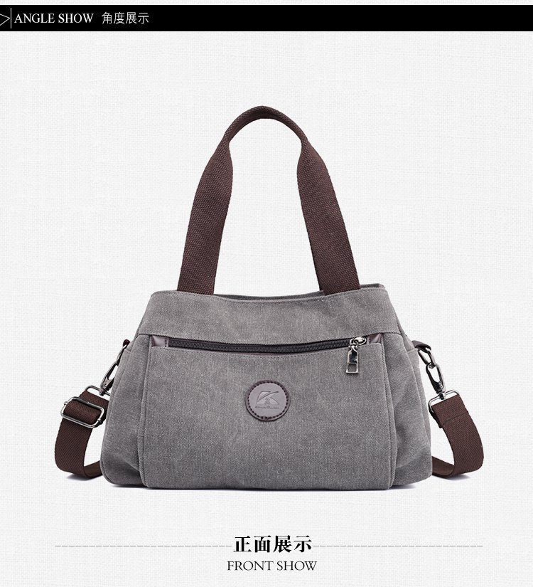 New casual canvas European and American women's single-shoulder bag, solid color trendy women's bag and handbag, cross-border one-piece consignment worldwide undefined