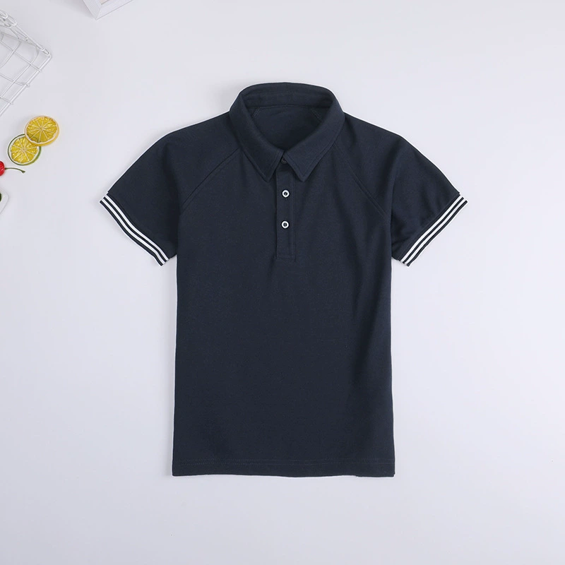 Детская футболка, голубой и белый polo, летняя форма для учащихся, с коротким рукавом