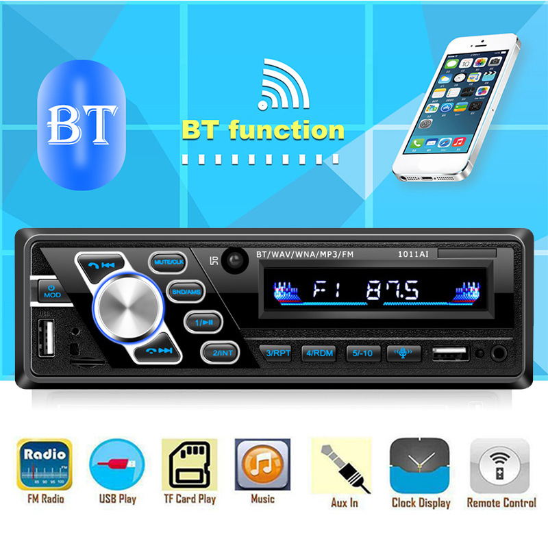 24V Truck Single Spindle Car Bluetooth Hands-Free Mp3 Player USB Card Fm Radio 1011Ai