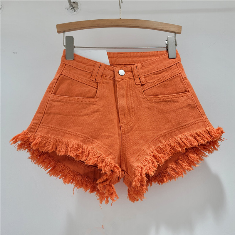 Pantalones Cortos Jeans de Mujer con Deshilachado de Poliéster