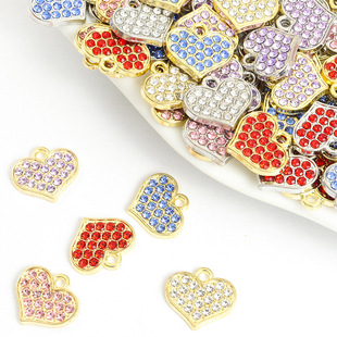 Manufacturer's Spot Colorfulful Peach Heart Diamond Small Pendant Necklace Bracelet Pendant Heart diy Alloy Jewelry Accessories Batch