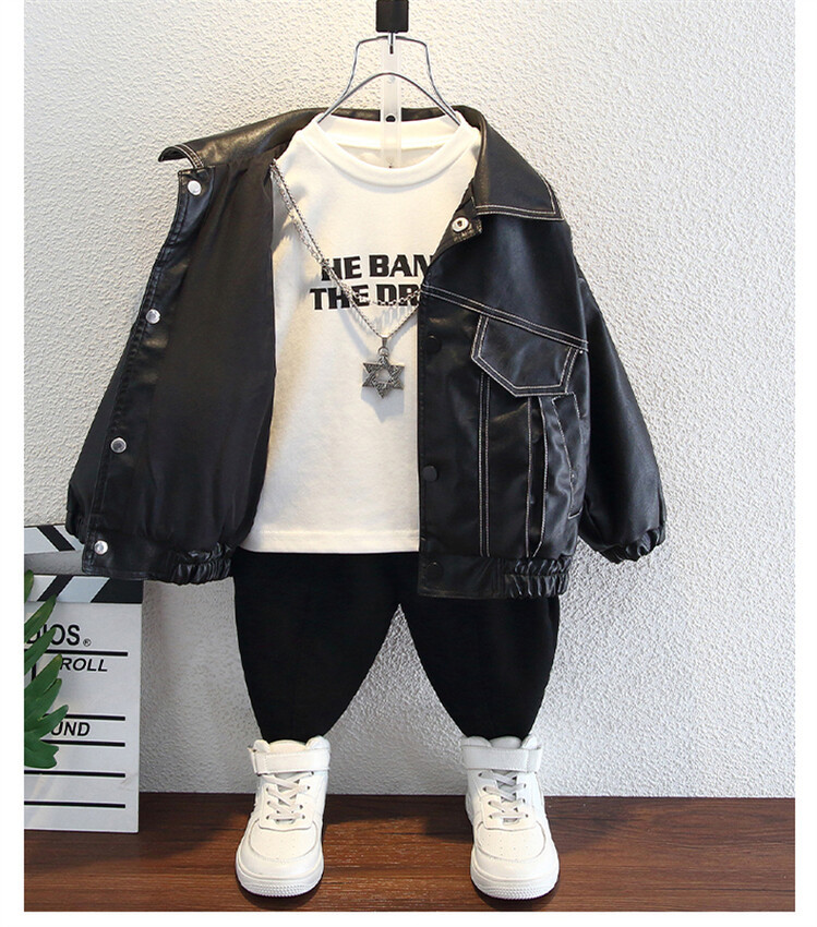 Mingxian Leather 2024 Autumn New Korean Edition Children's Cool and Handsome Jacket Boys' Spring Top_voghion.com