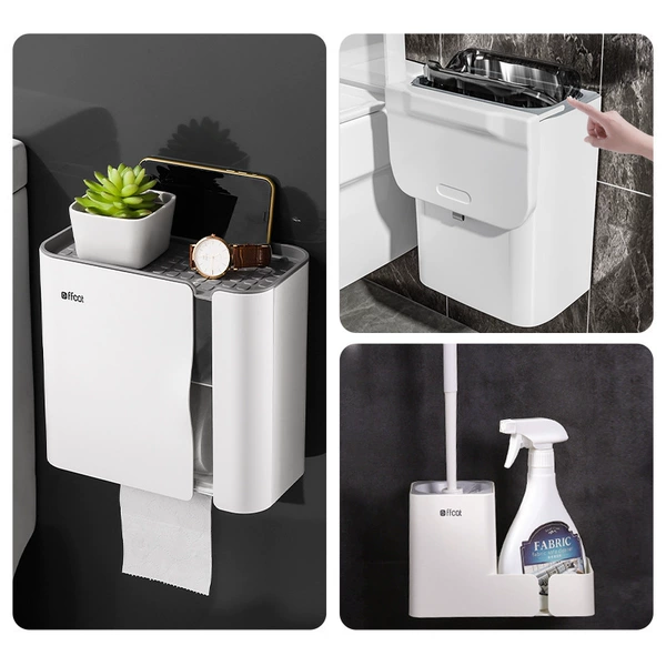 White set, toilet, garbage can, 3 piece set