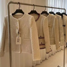 广州十三行春秋款粗花呢小香风短款外套品牌女装批发直播实体货源