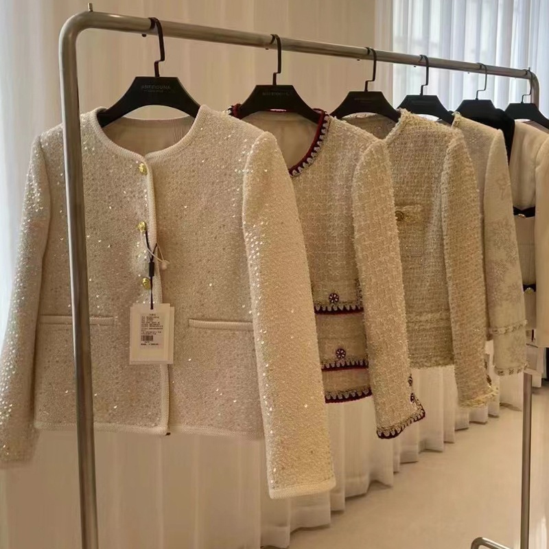 Guangzhou thirteen lines spring and autumn tweed small fragrant wind short coat brand women's clothing wholesale live physical supply