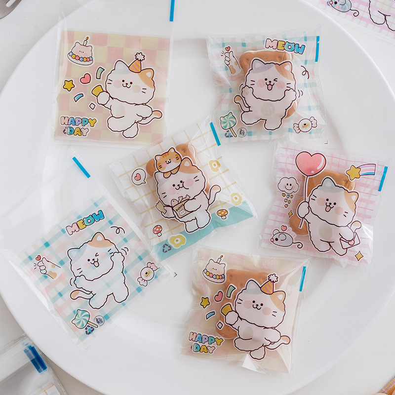 Bolsa de embalaje crujiente de copo de nieve de dibujos animados lindo transparente Bolsa autoadhesiva autoadhesiva Galletas horneadas Bolsa de embalaje pequeña individual