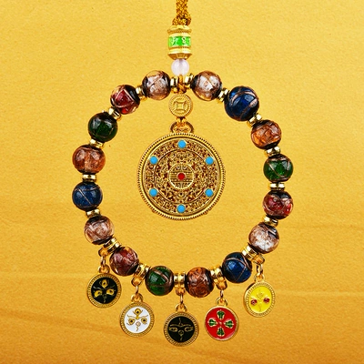 Fragrant Grey Glass Five Road God | Car hanging - fragrant-ash-glazed-five-way-god-of-wealth-five-blessings-complete