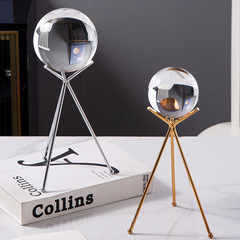 Creative and simple crystal ball ornaments metal bracket base desktop decoration home office decoration iron art
