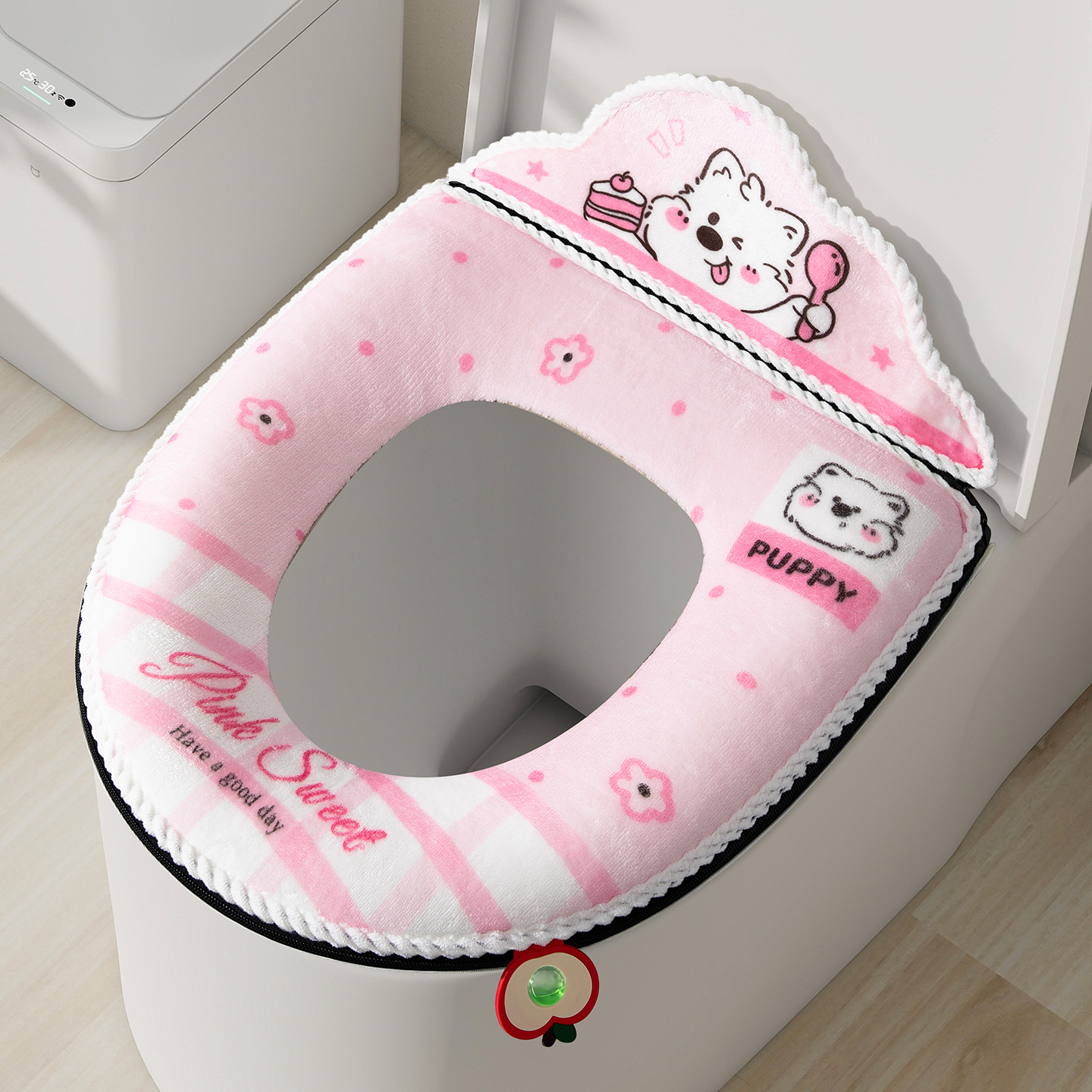 Plush zipper style [backrest-pink puppy]
