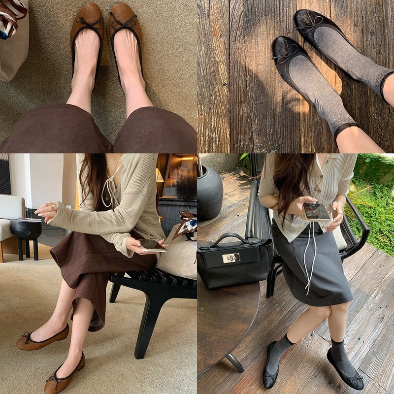 羊皮版~真皮法式蝴蝶结豹纹单鞋女秋新款平底芭蕾鞋浅口玛丽珍鞋|undefined