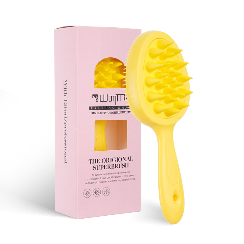 손잡이 샴푸 브러쉬 - 노란색 opp 가방