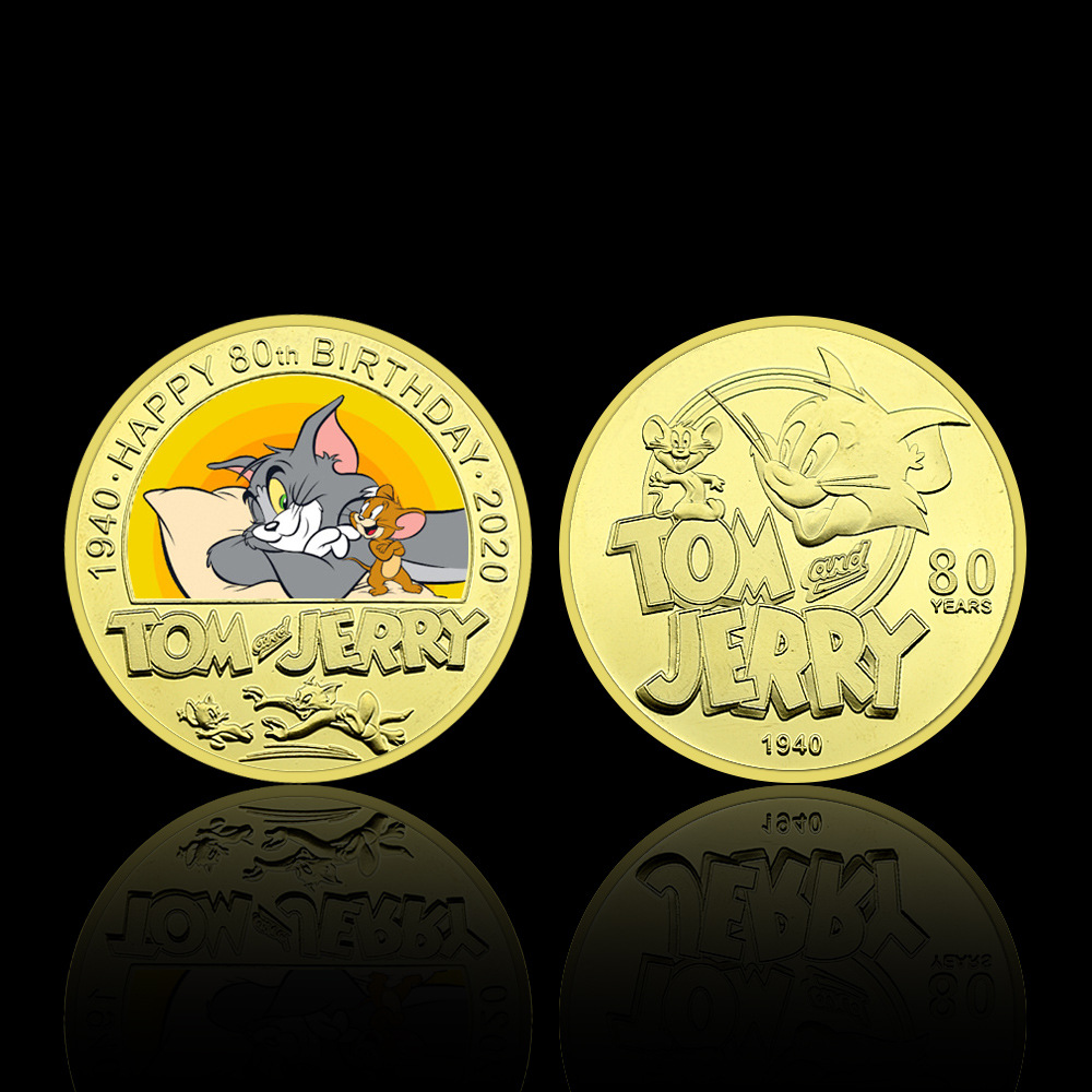 Cat and Mouse Classic Japanese Anime Coin Manga Golden Day Man Metal Moneda conmemorativa Medalla conmemorativa