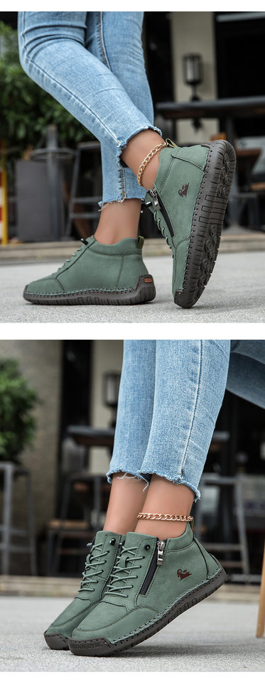 Giày lười nữ đế bệt mũi tròn may tay, da vi sợi mềm, kiểu dáng tối giản — A805 kaki, A805 màu hồng, A805 màu trắng, A805 màu vàng chi tiết 22
