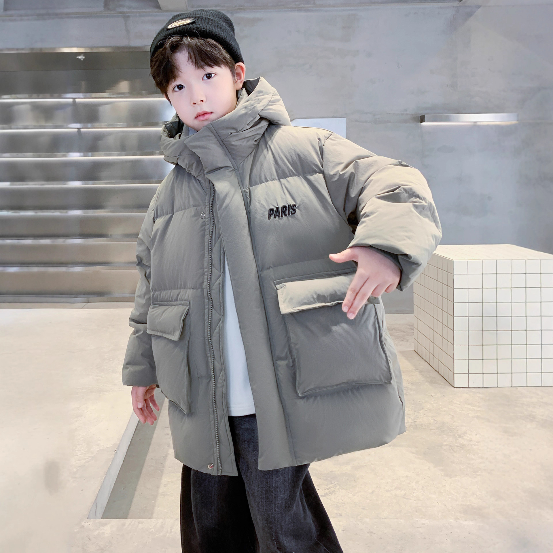 男童冬季羽绒服2025新款冬装男孩加厚大童炸街痞帅儿童中长款外套